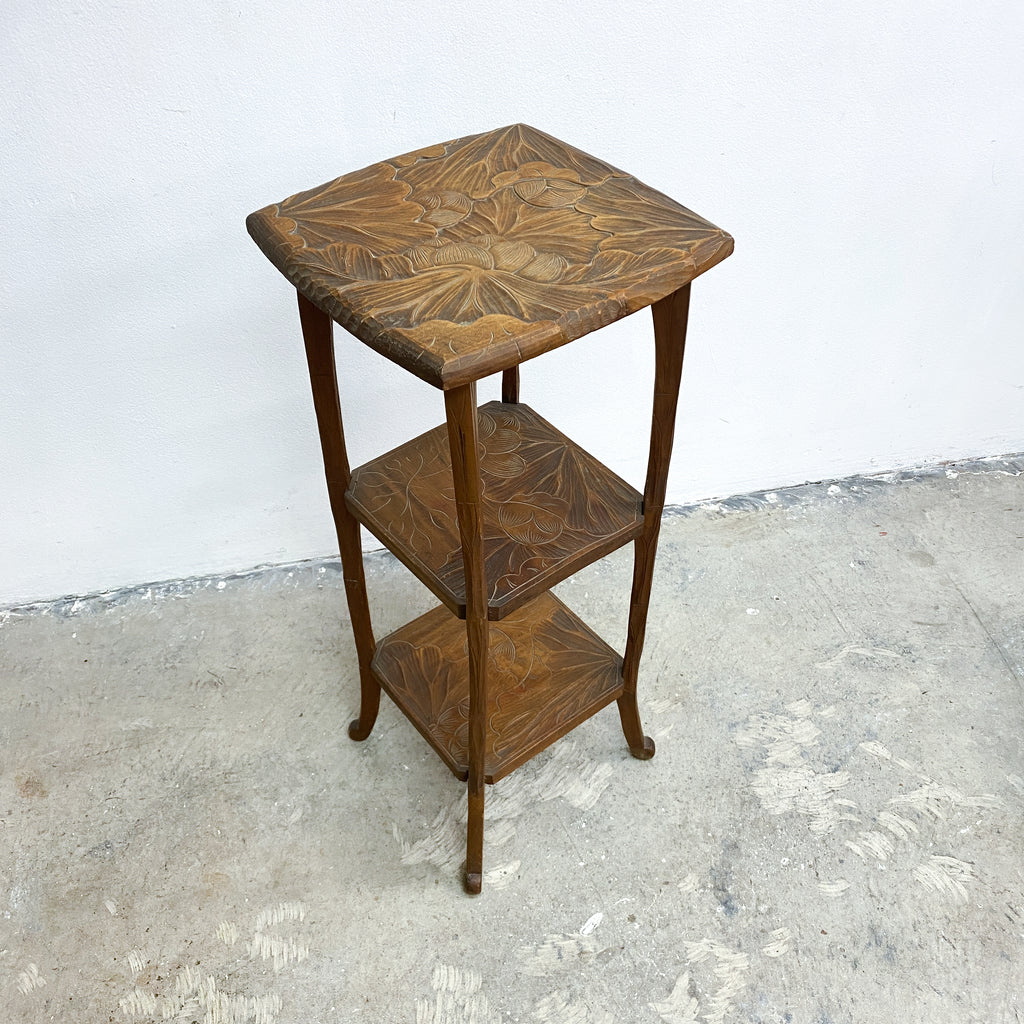 Antique Arts And Crafts Japanese Hand Carved Side Table for Liberty London
