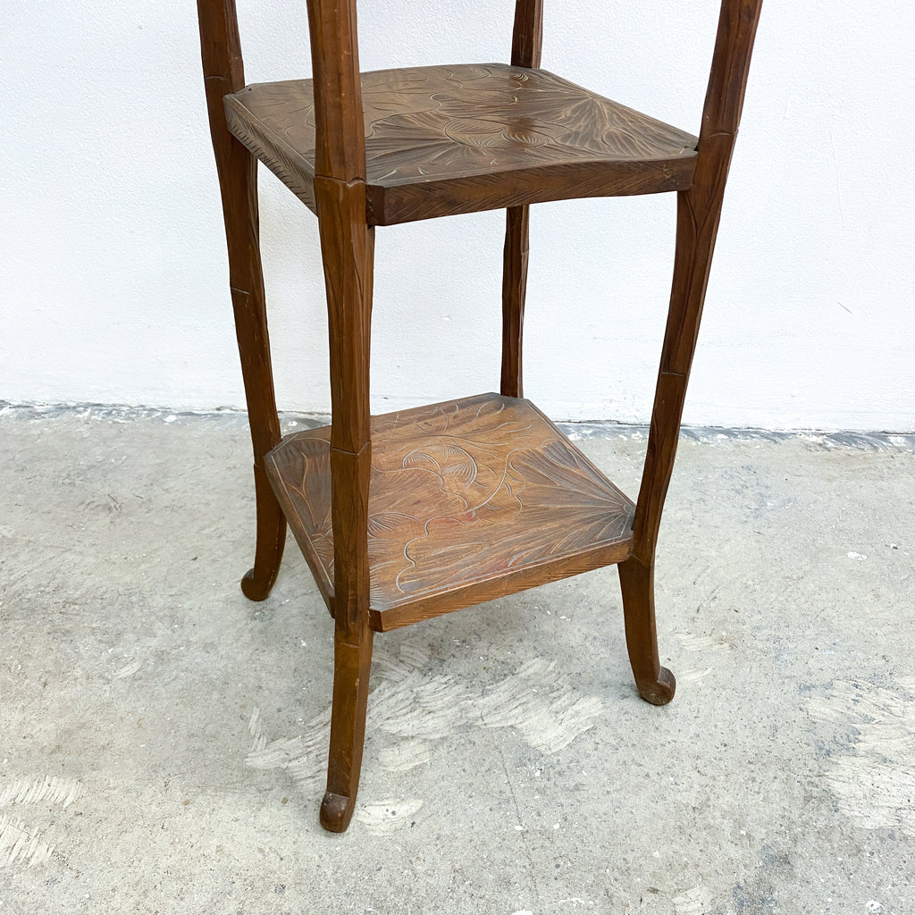 Antique Arts And Crafts Japanese Hand Carved Side Table for Liberty London