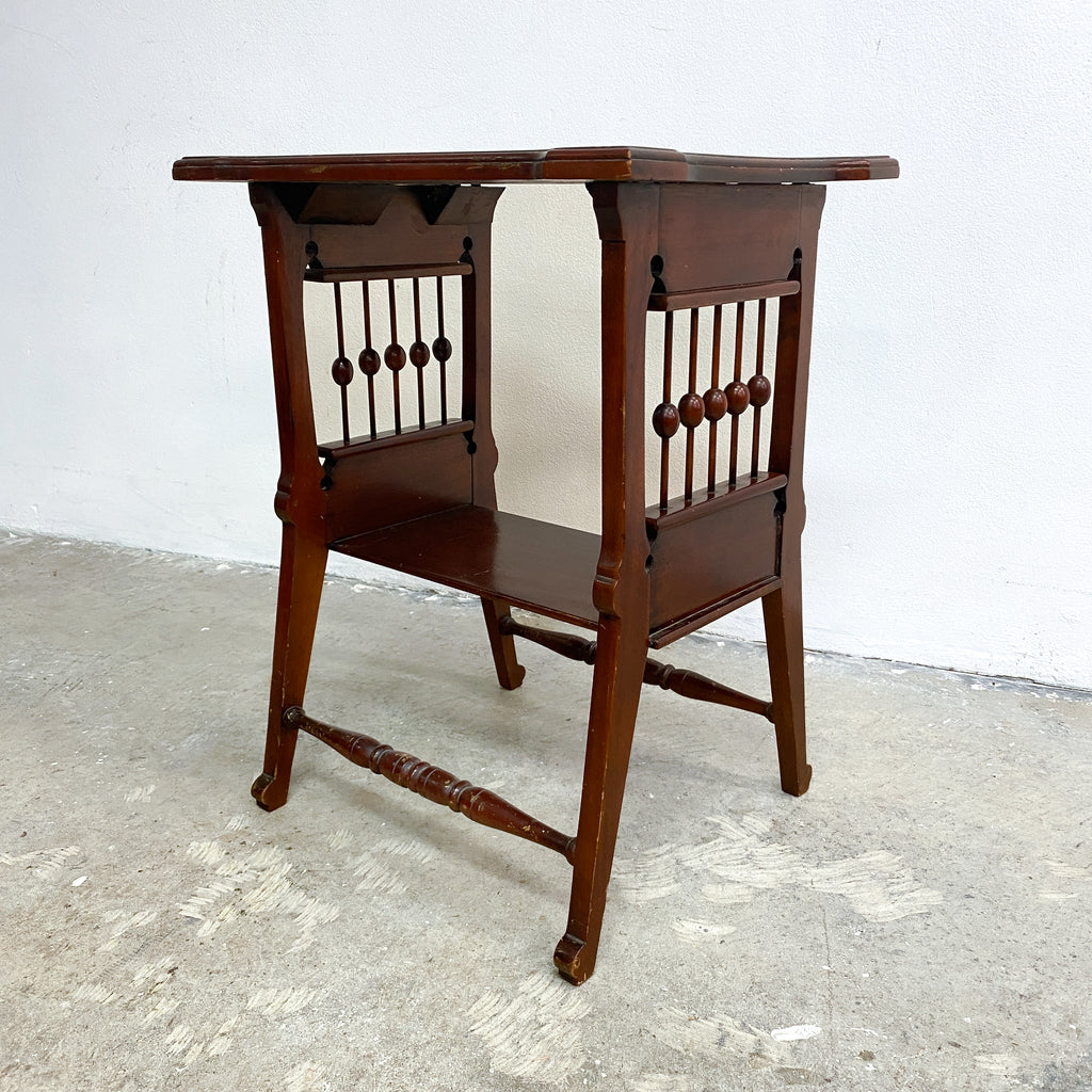 Antique Arts And Crafts Maple Side Table With Stung 'Beads' Detail