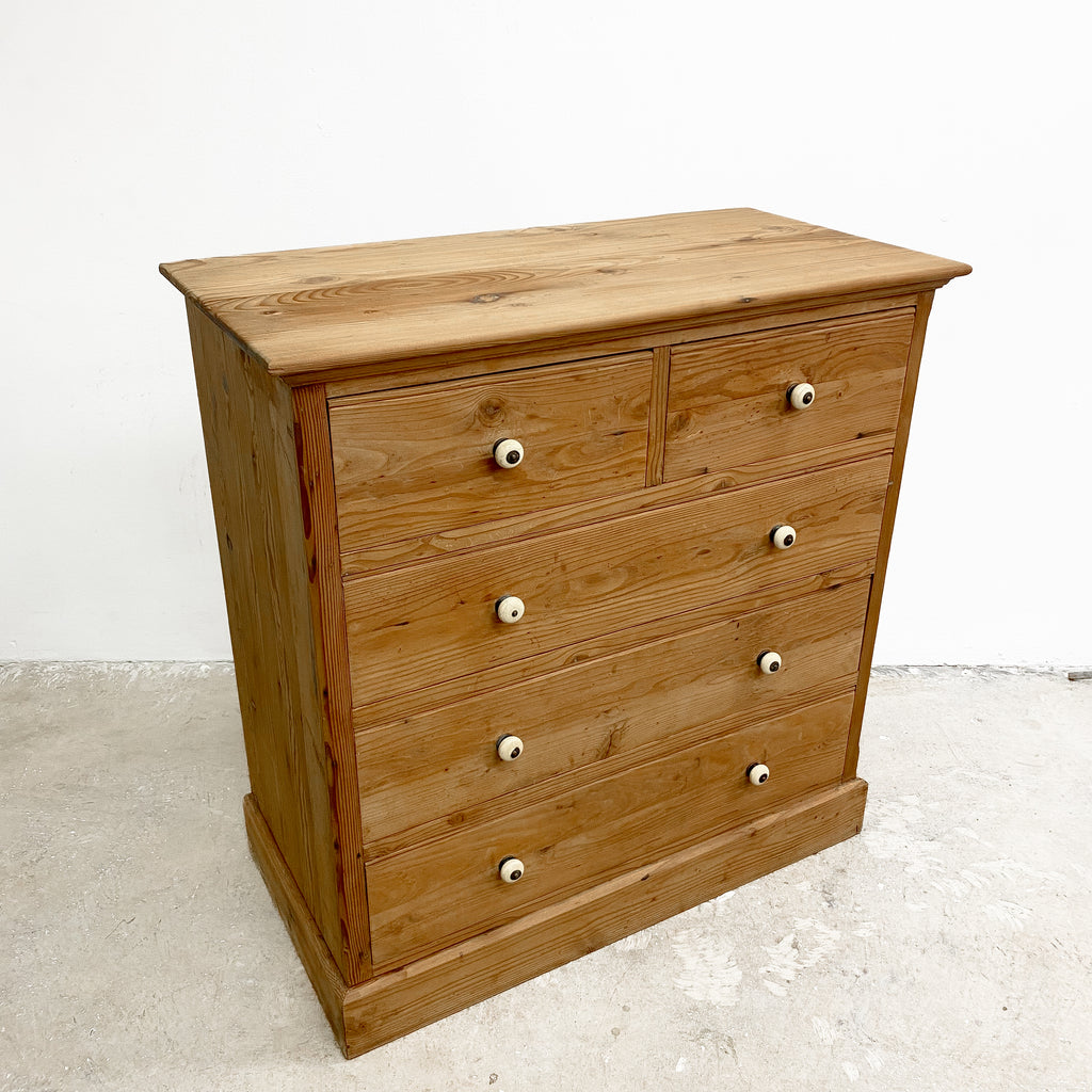 Antique Baltic Pine Danish Chest Of Drawers With Bone Handles