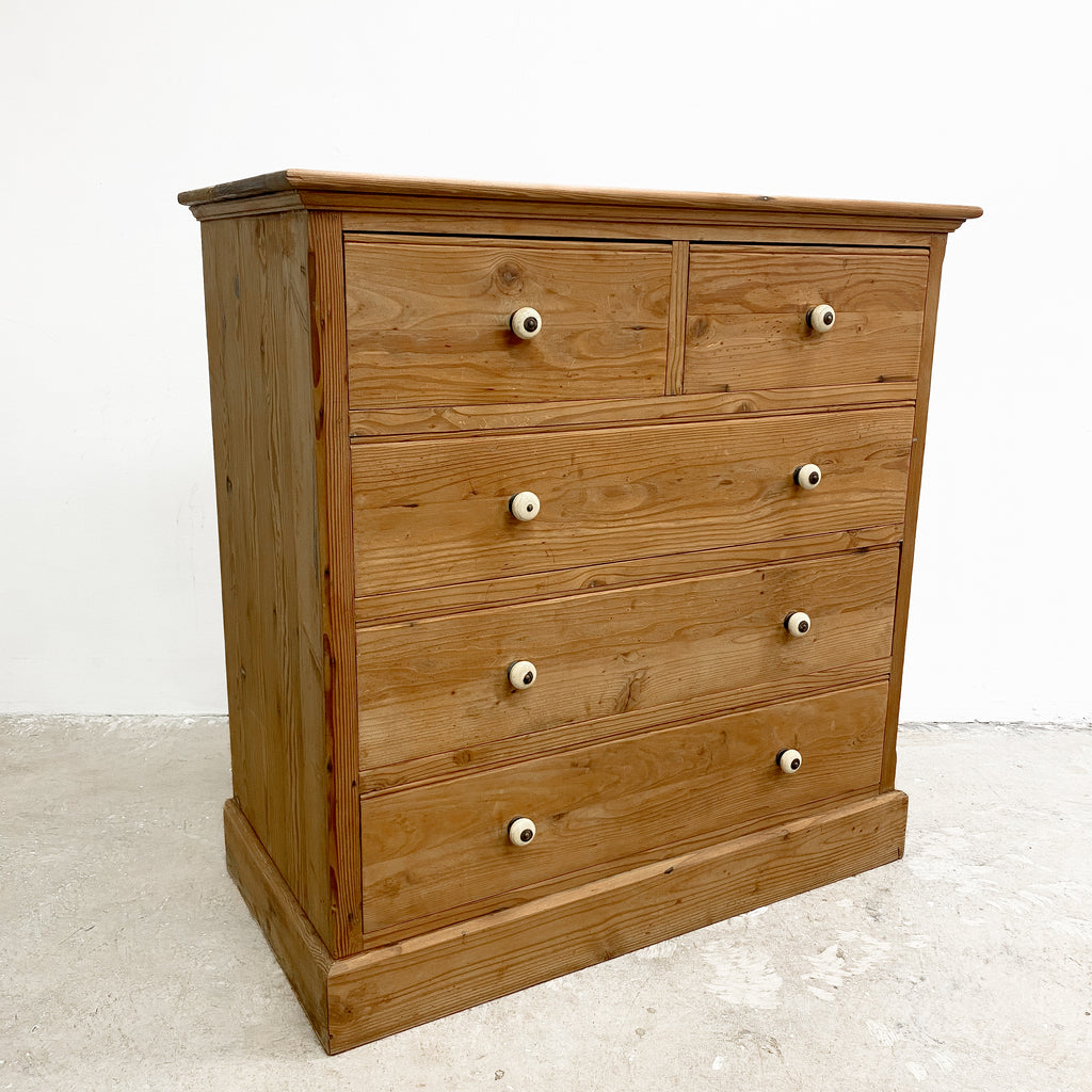 Antique Baltic Pine Danish Chest Of Drawers With Bone Handles