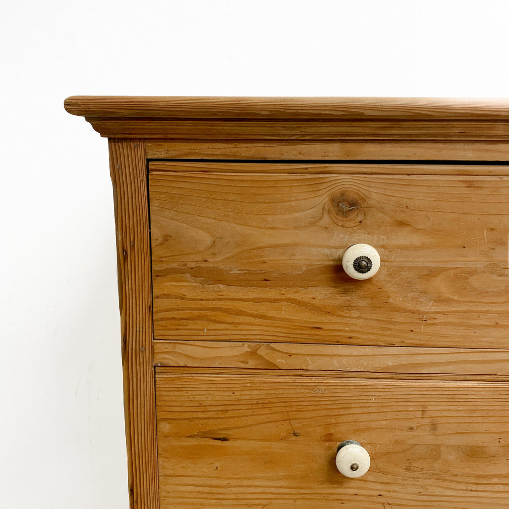Antique Baltic Pine Danish Chest Of Drawers With Bone Handles