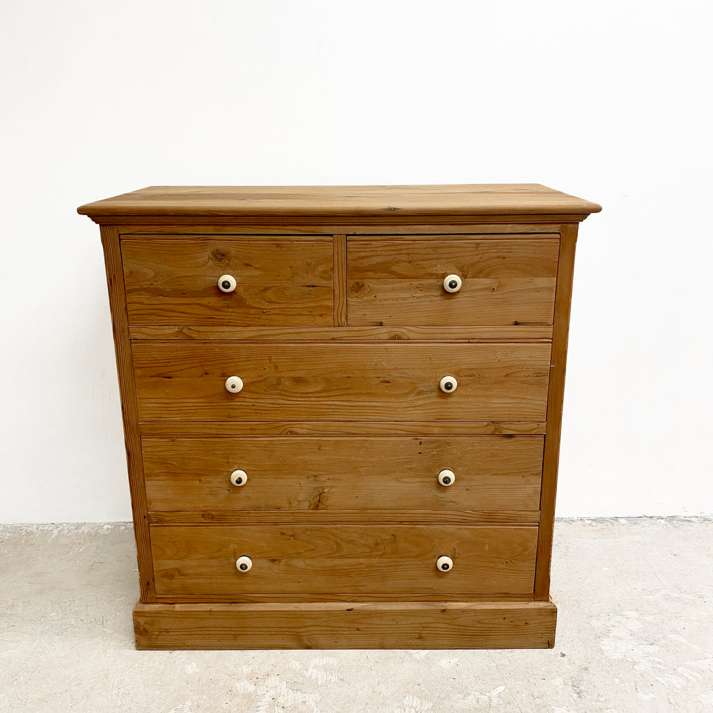 Antique Baltic Pine Danish Chest Of Drawers With Bone Handles