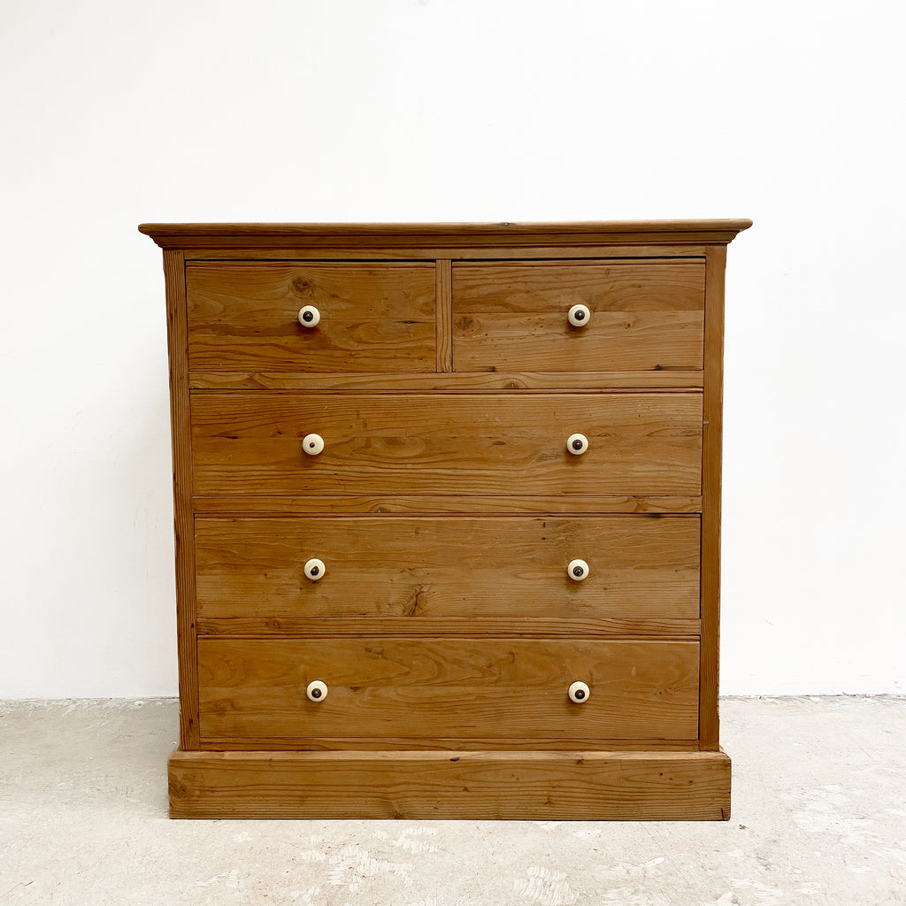 Antique Baltic Pine Danish Chest Of Drawers With Bone Handles
