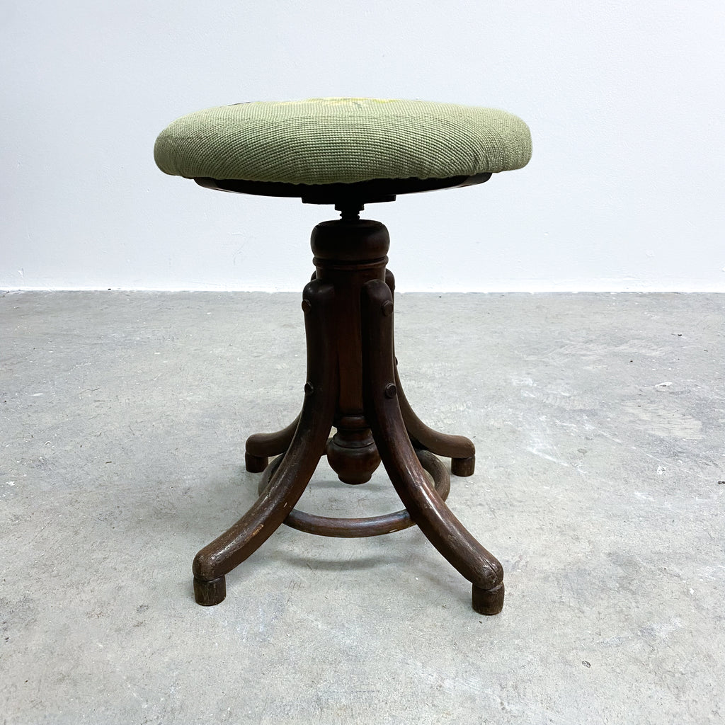 Antique Bentwood Piano Stool With Tapestry Seat