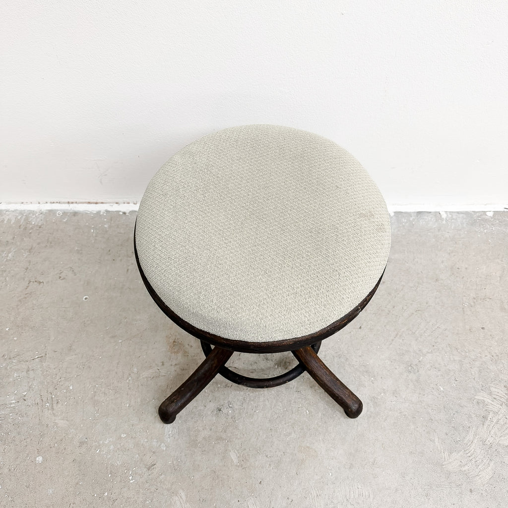 Antique Bentwood Piano Stool With Upholstered Seat