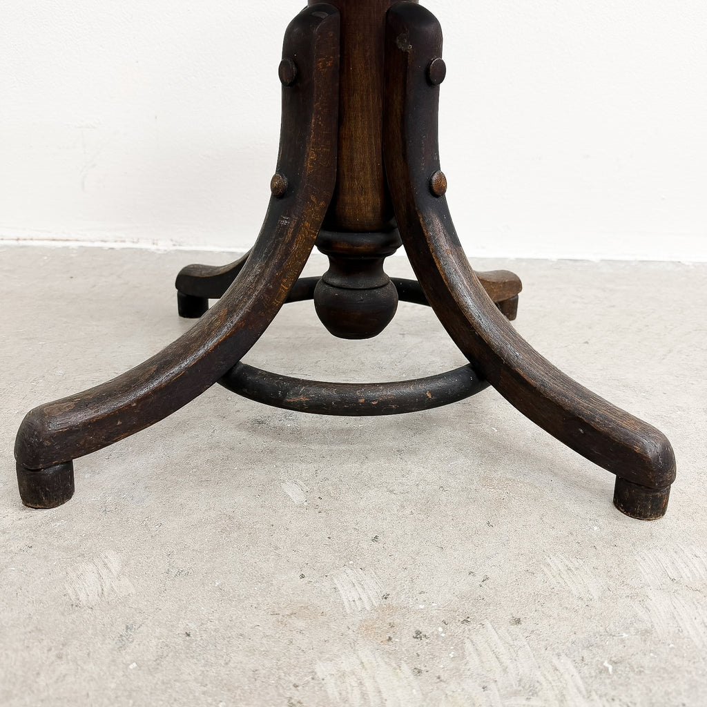 Antique Bentwood Piano Stool With Upholstered Seat