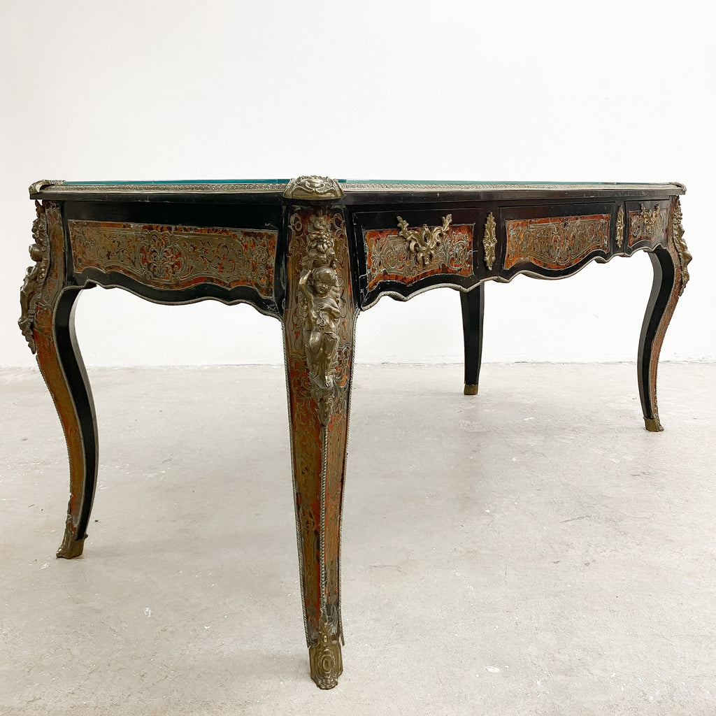Antique Bureau Plat 19th Century Boulle Writing Desk