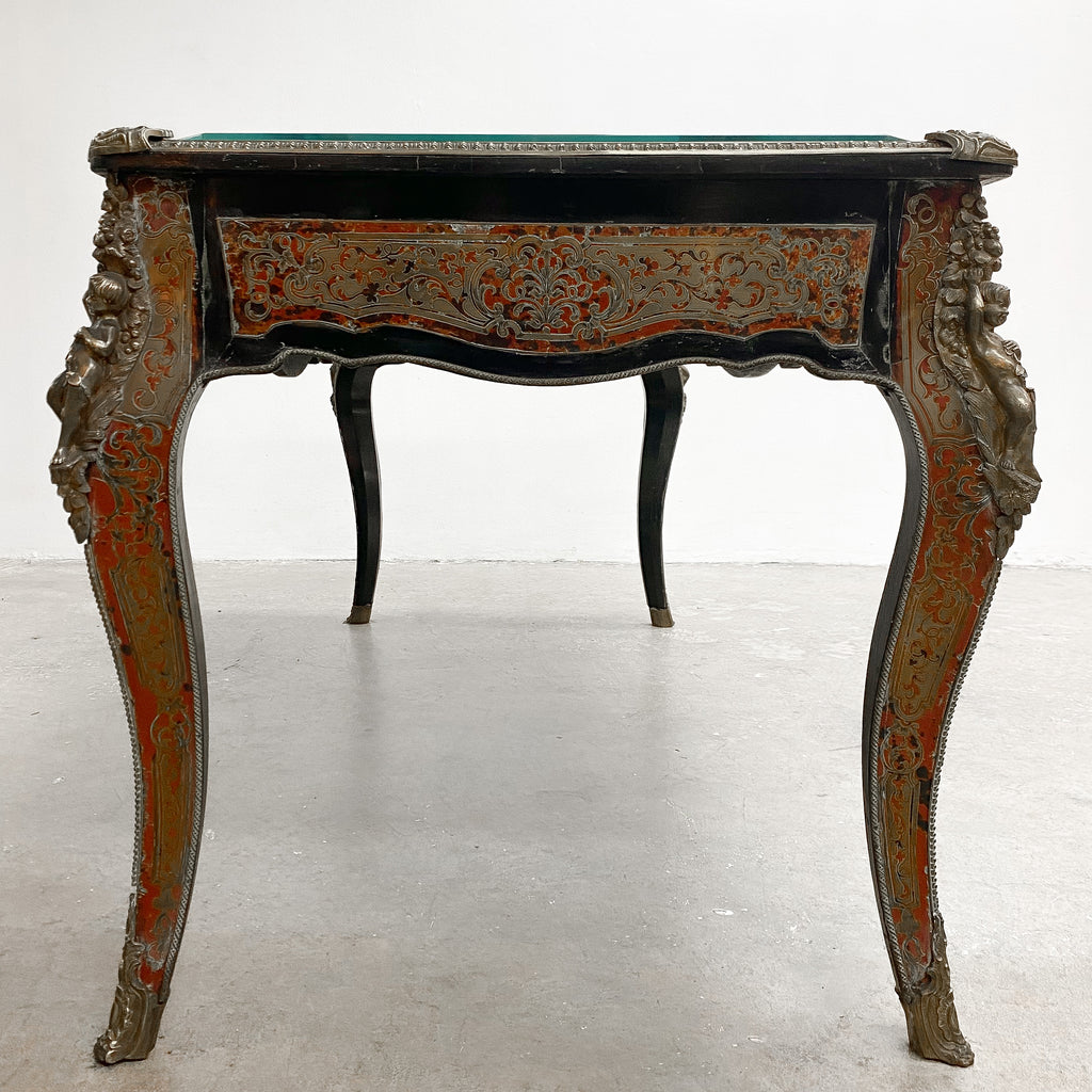 Antique Bureau Plat 19th Century Boulle Writing Desk