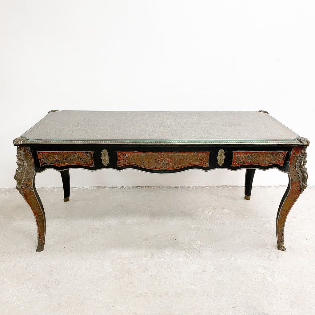 Antique Bureau Plat 19th Century Boulle Writing Desk