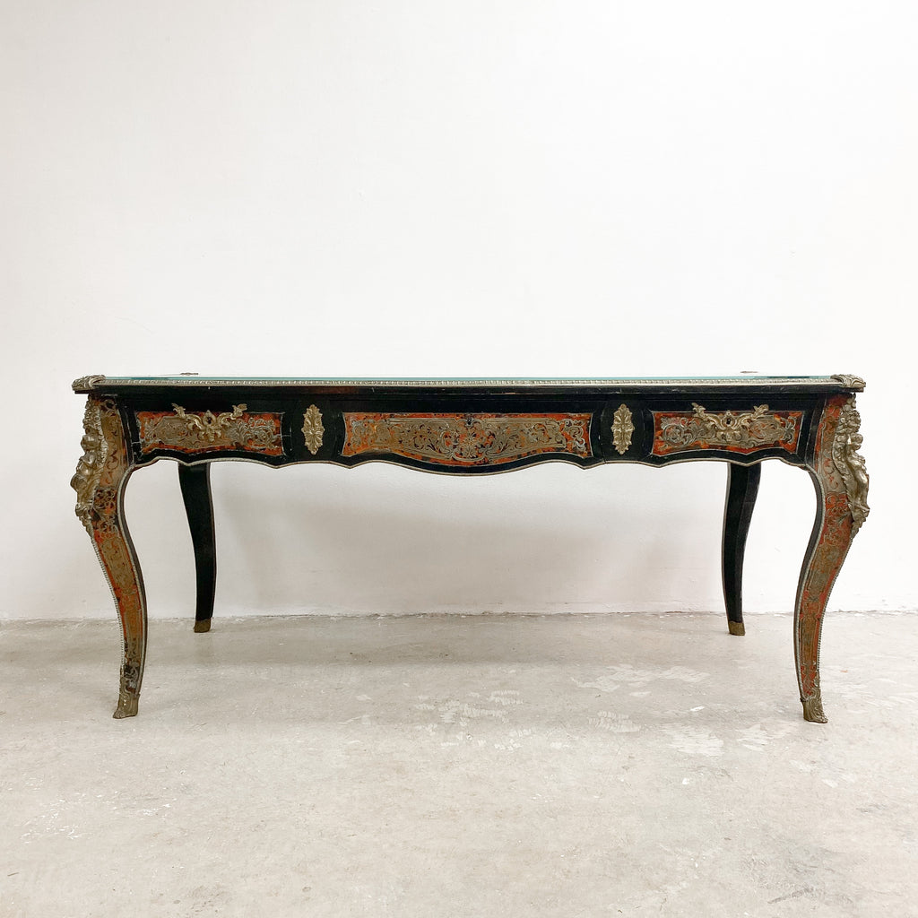 Antique Bureau Plat 19th Century Boulle Writing Desk