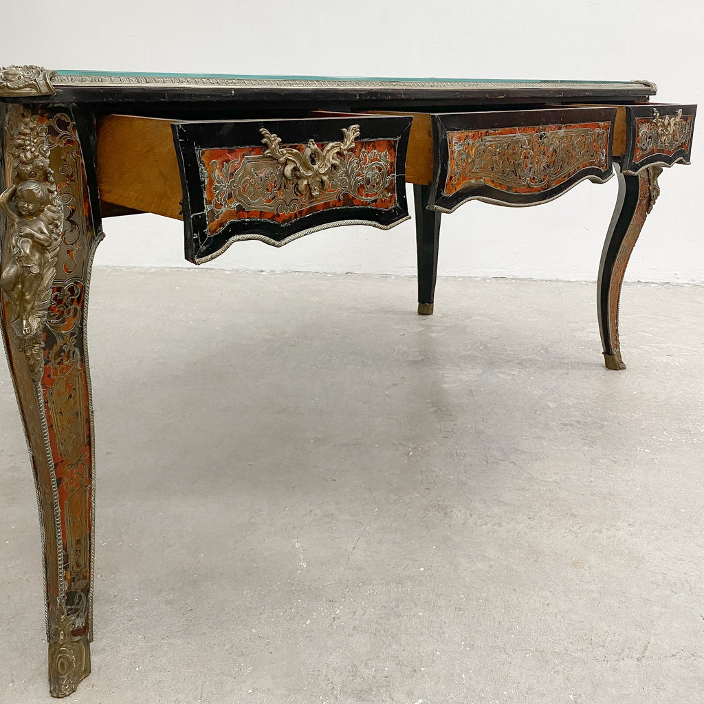 Antique Bureau Plat 19th Century Boulle Writing Desk