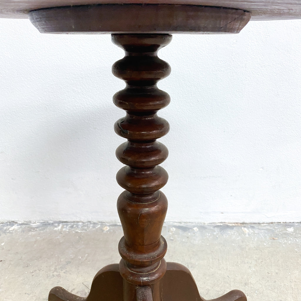 Antique Early 20th Century Bobbin Turned Trifoot Australian Cedar WineSide Table