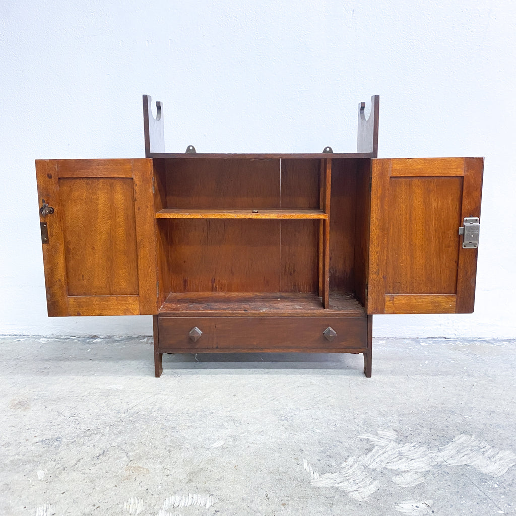 Antique English Westmoreland Cabinet With Celtic Carved Design