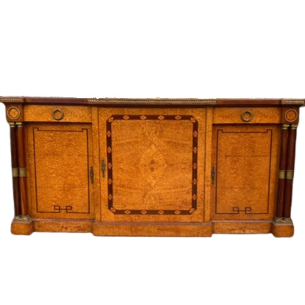 Antique French Burl Walnut and Green Marble Sideboard