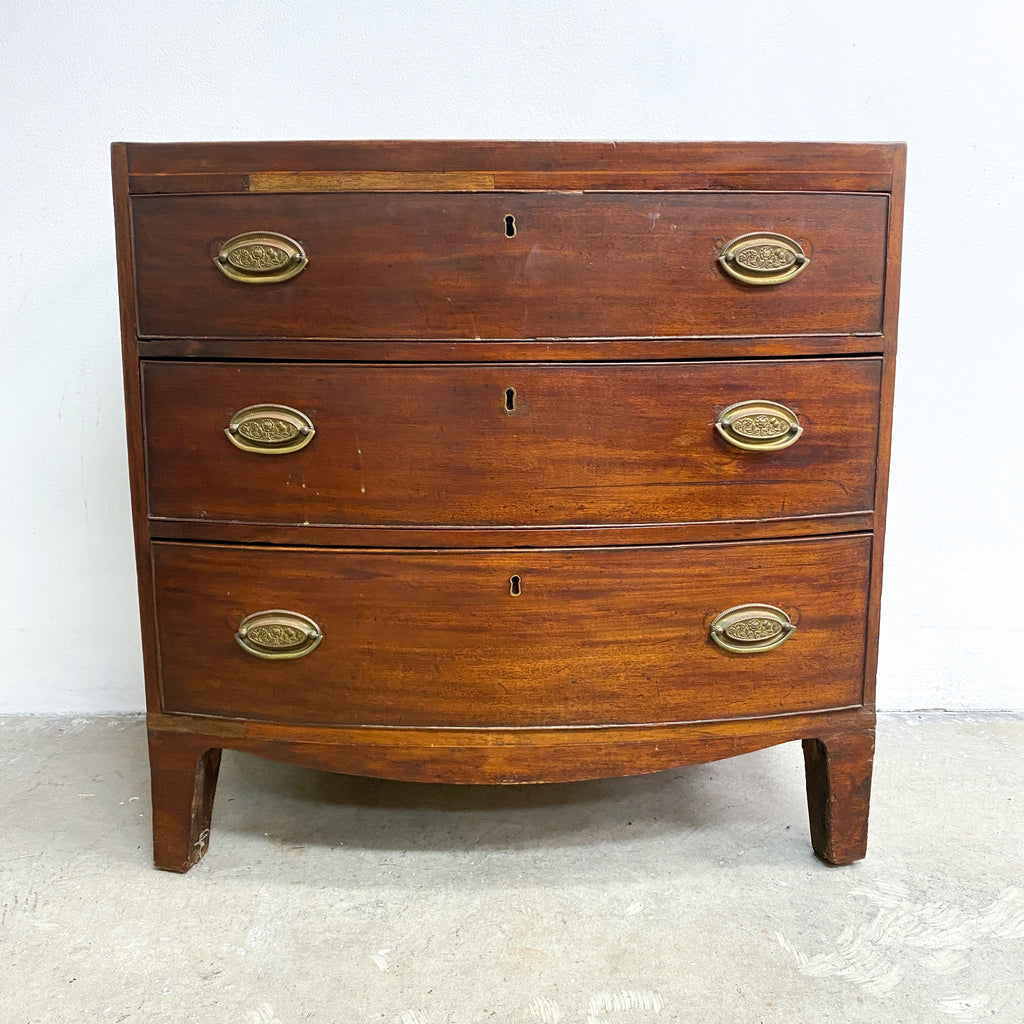 Antique Georgian Style Bow Front Chest Of Drawers