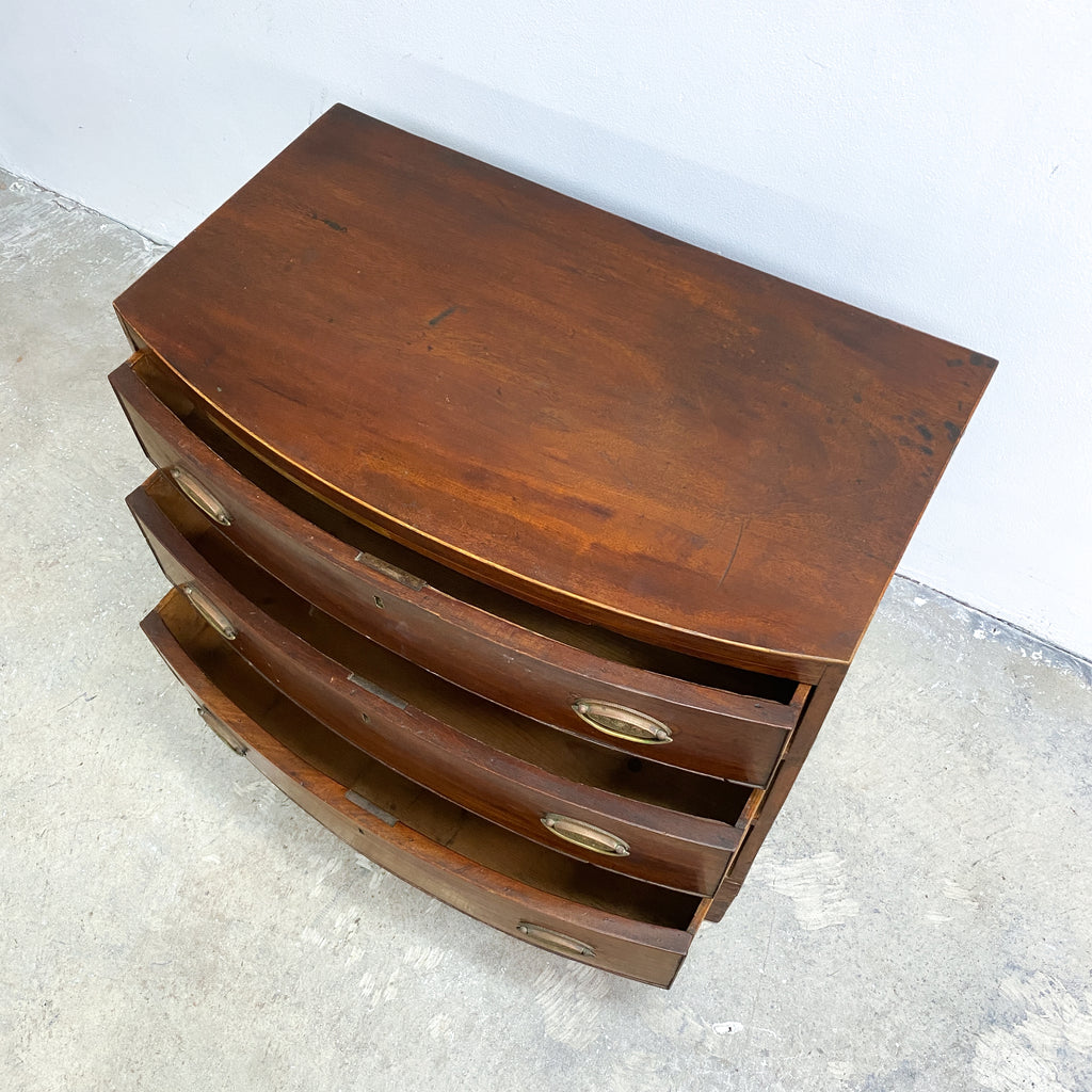 Antique Georgian Style Bow Front Chest Of Drawers