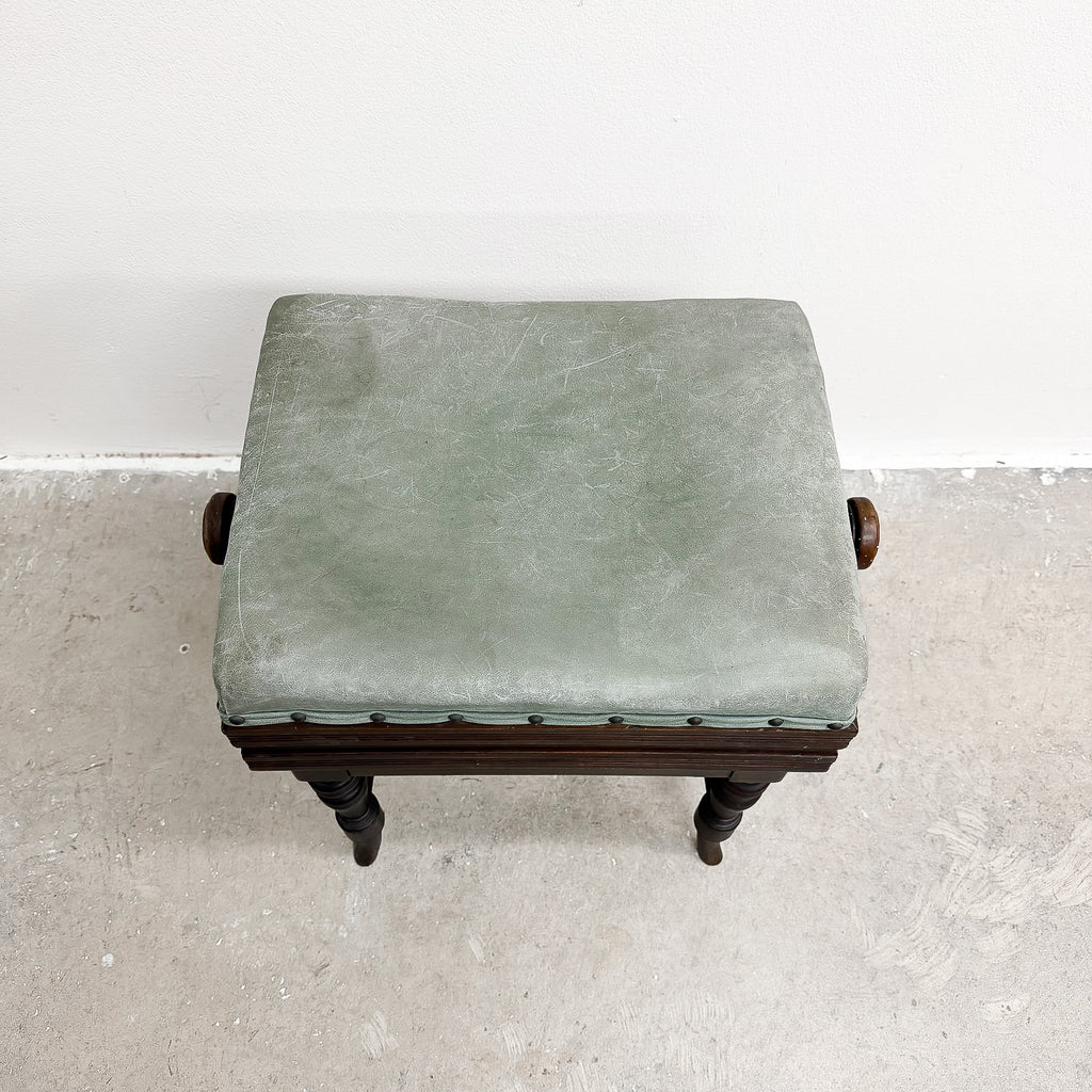 Antique Height Adjustable Leather Seat Piano Stool