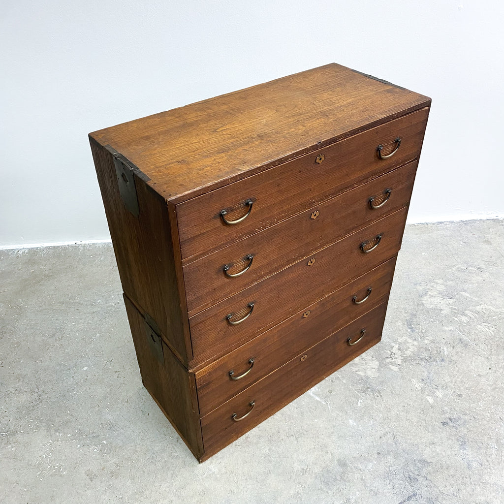 Antique Japanese 2 Section Tansu Chest of Drawers