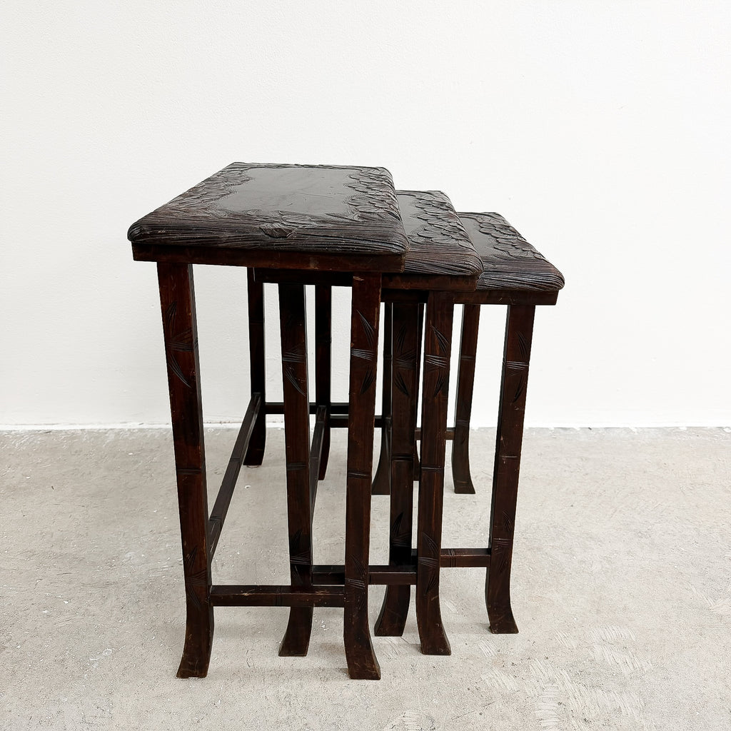 Antique Japanese Carved Nest Of Tables For Liberty