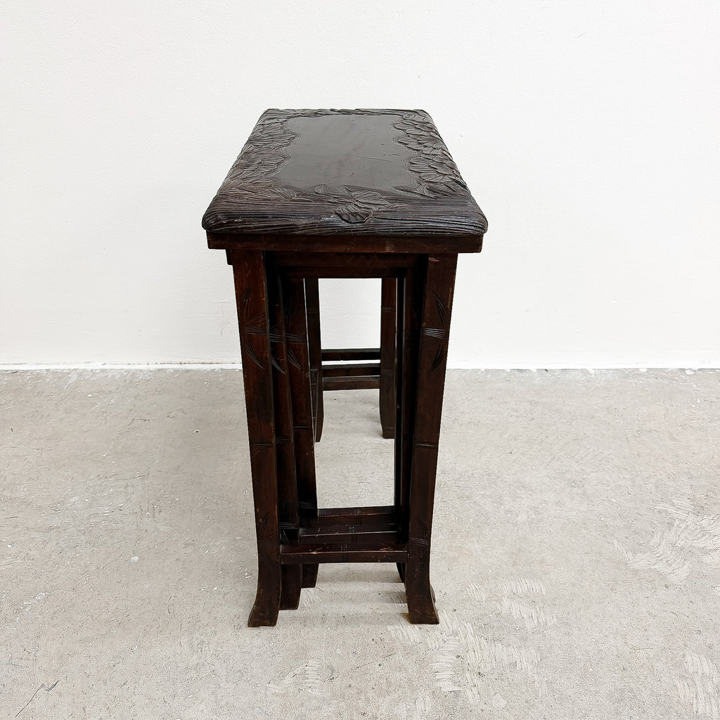 Antique Japanese Carved Nest Of Tables For Liberty