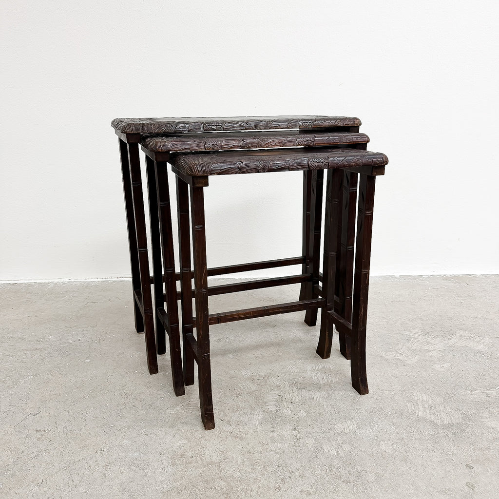 Antique Japanese Carved Nest Of Tables For Liberty