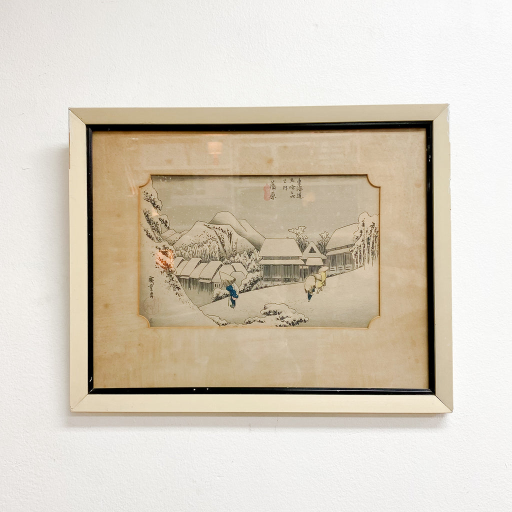 Framed Antique Japanese Scene Woodblock Print