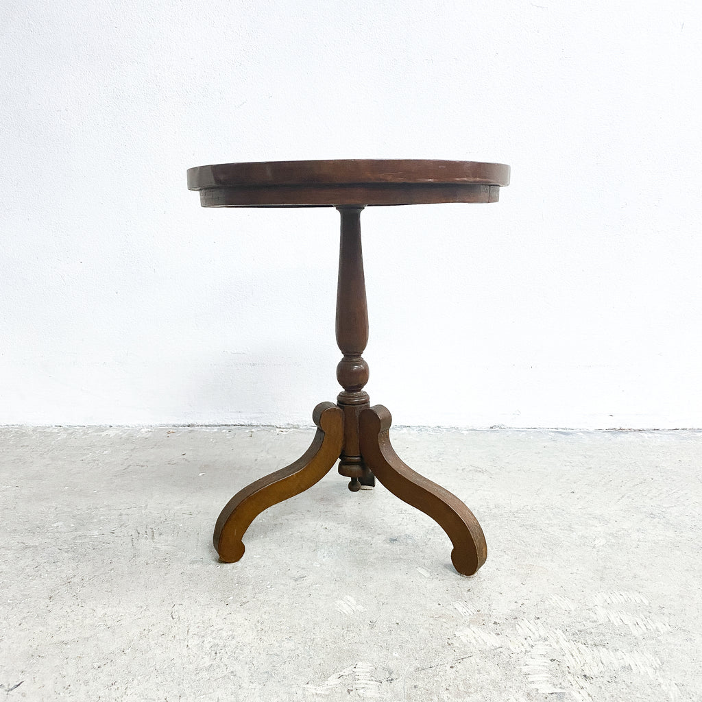 Antique Mahogany Wine Side Table With Deep Patina