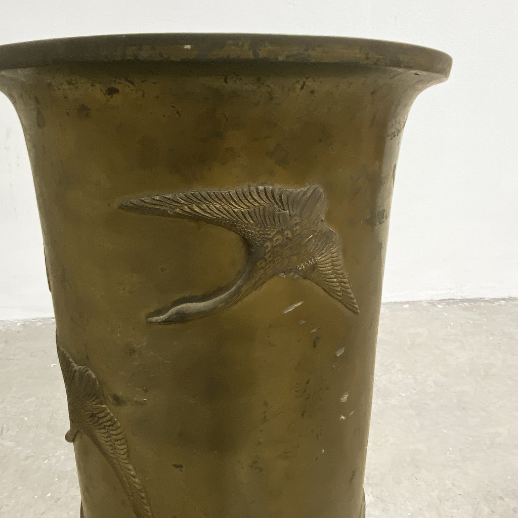 Antique Meiji Period Japanese Brass Umbrella Stand