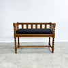 Antique Oak Hall Settee Will Barley Twist Legs Early 20th Century