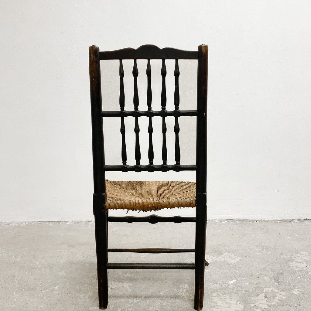 Antique Oak Rush Seated Kitchen Dining Chair Deep Patina