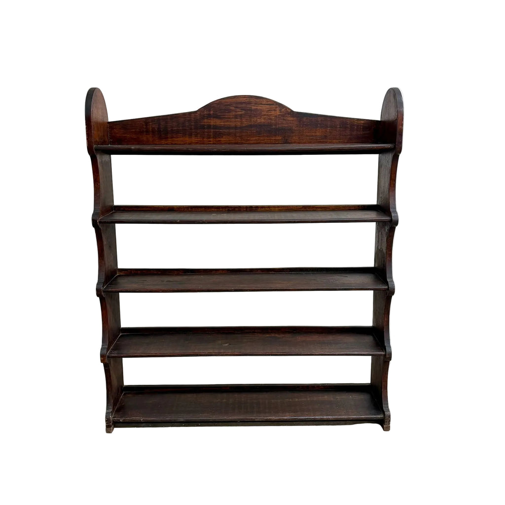 Antique Oak Shelves With Scalloped Cutout Pattern Sides