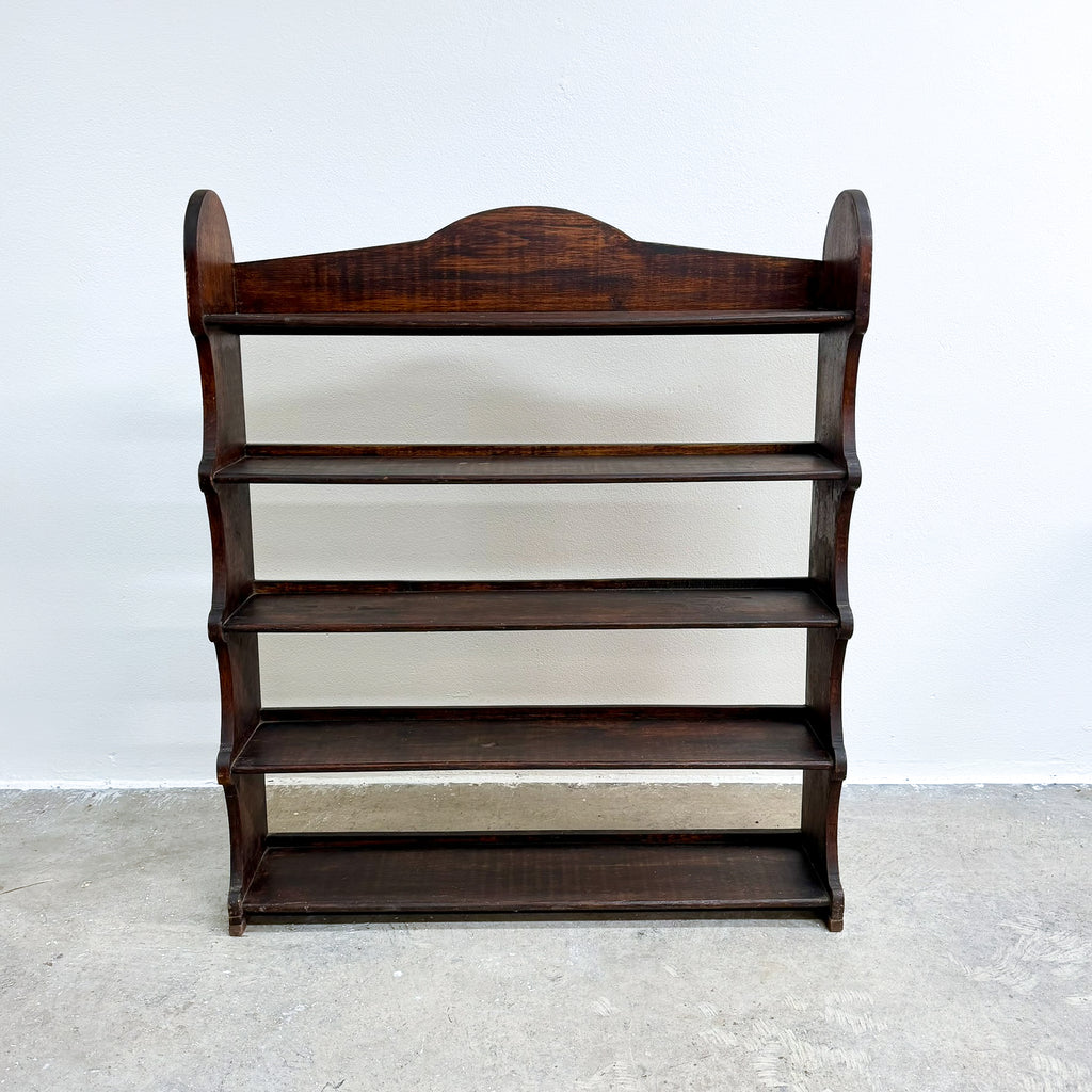 Antique Oak Shelves With Scalloped Cutout Pattern Sides