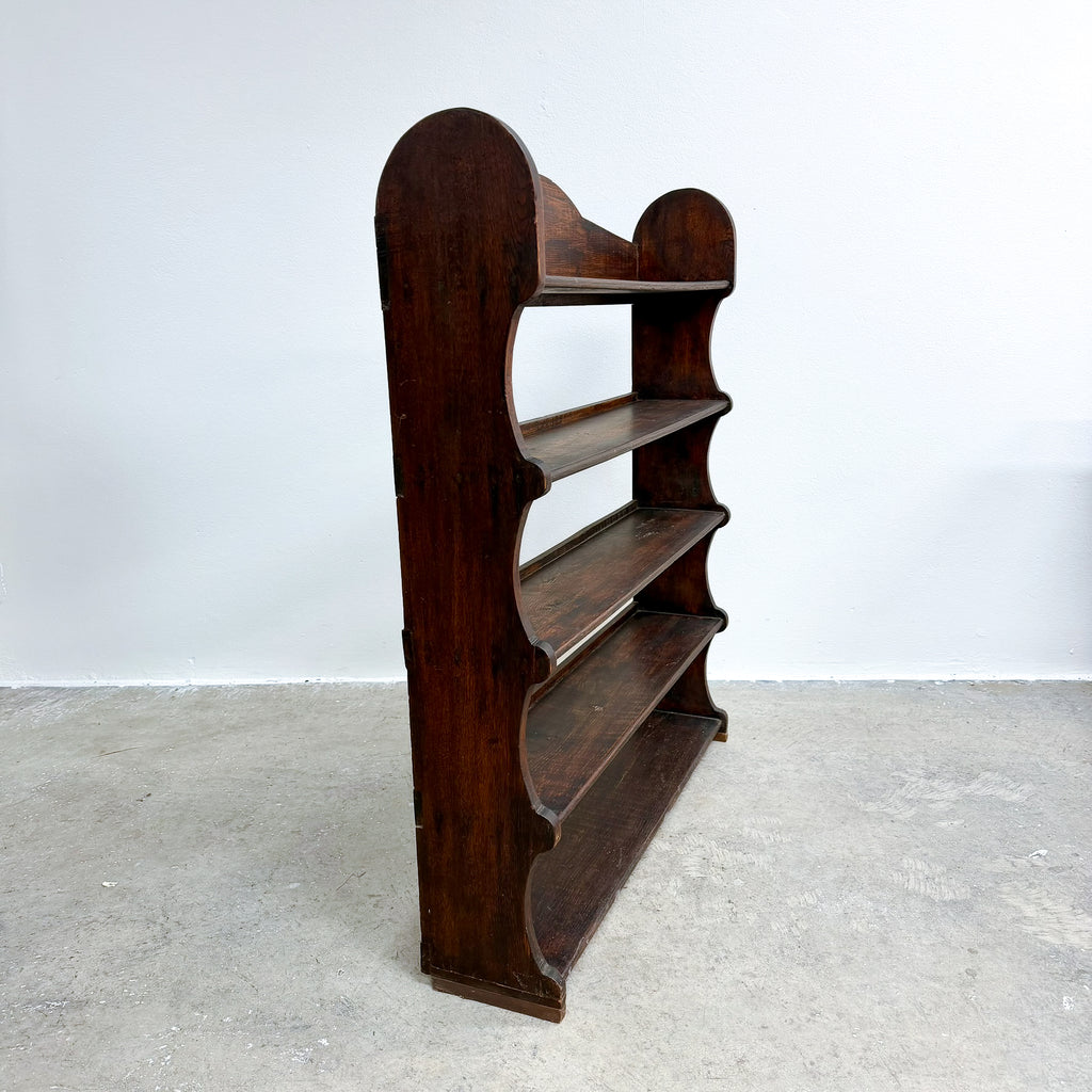 Antique Oak Shelves With Scalloped Cutout Pattern Sides