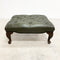 Antique Queen Anne Leg Green Leather Foot Stool Rest