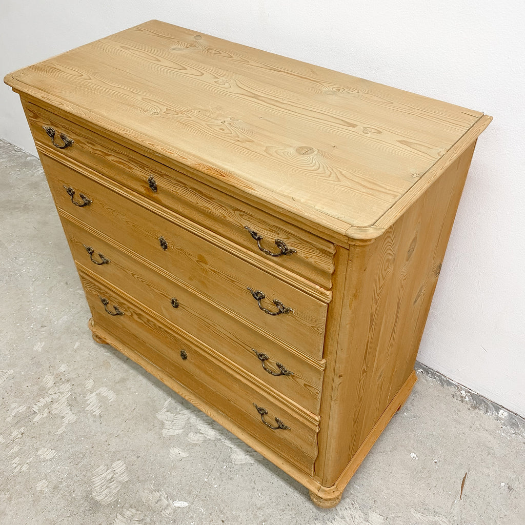 Antique Raw Finish Baltic Pine Danish Chest Of Drawers