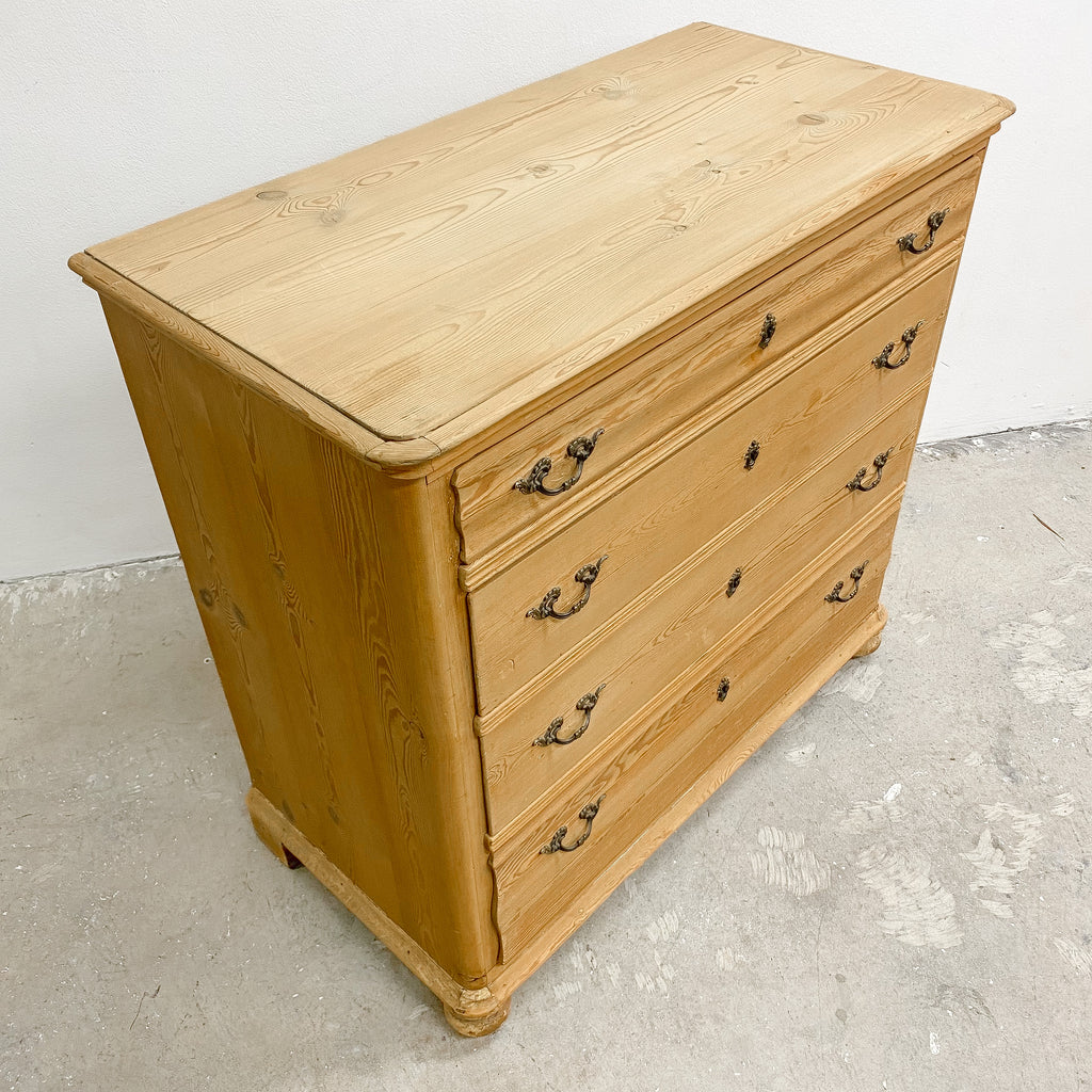 Antique Raw Finish Baltic Pine Danish Chest Of Drawers