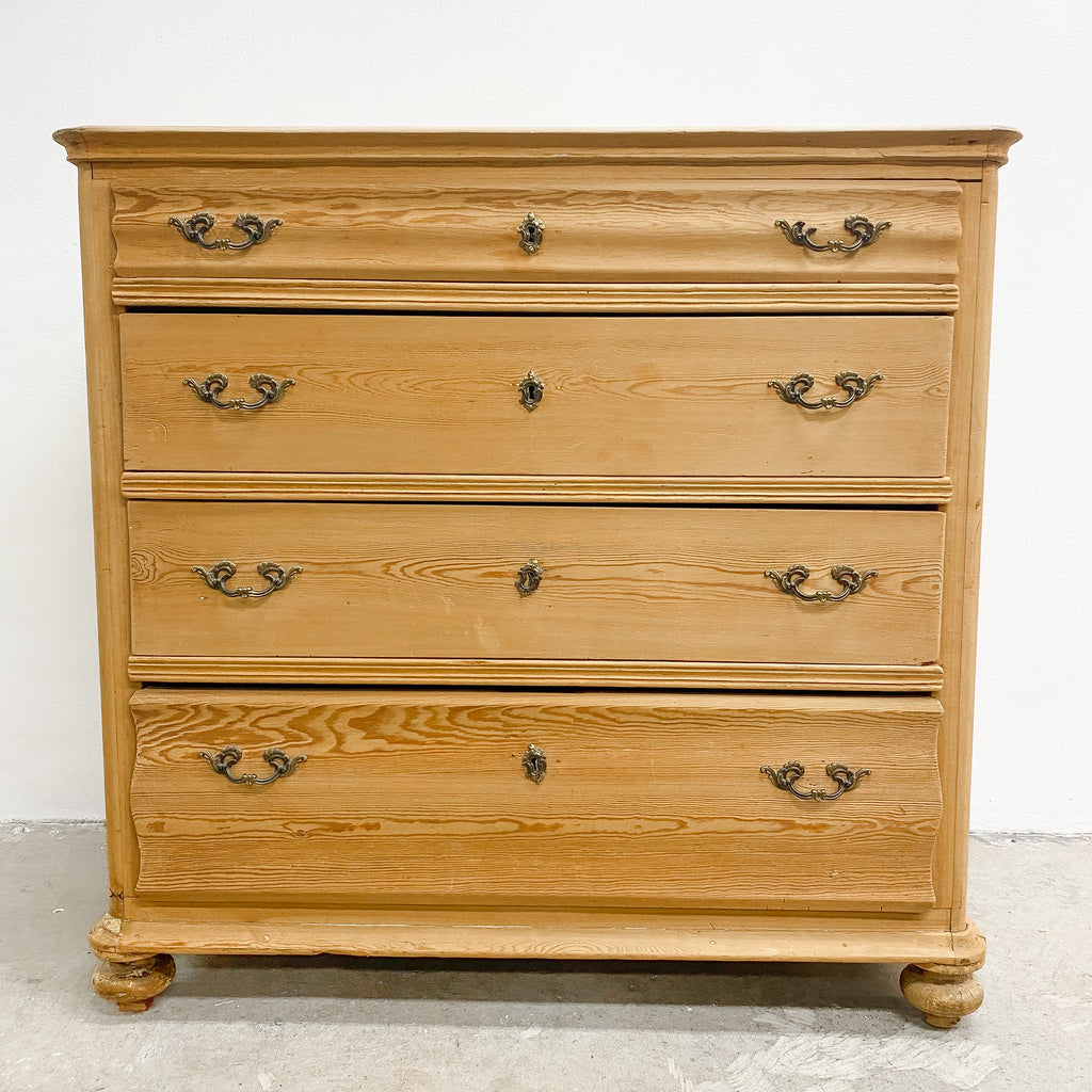 Antique Raw Finish Baltic Pine Danish Chest Of Drawers