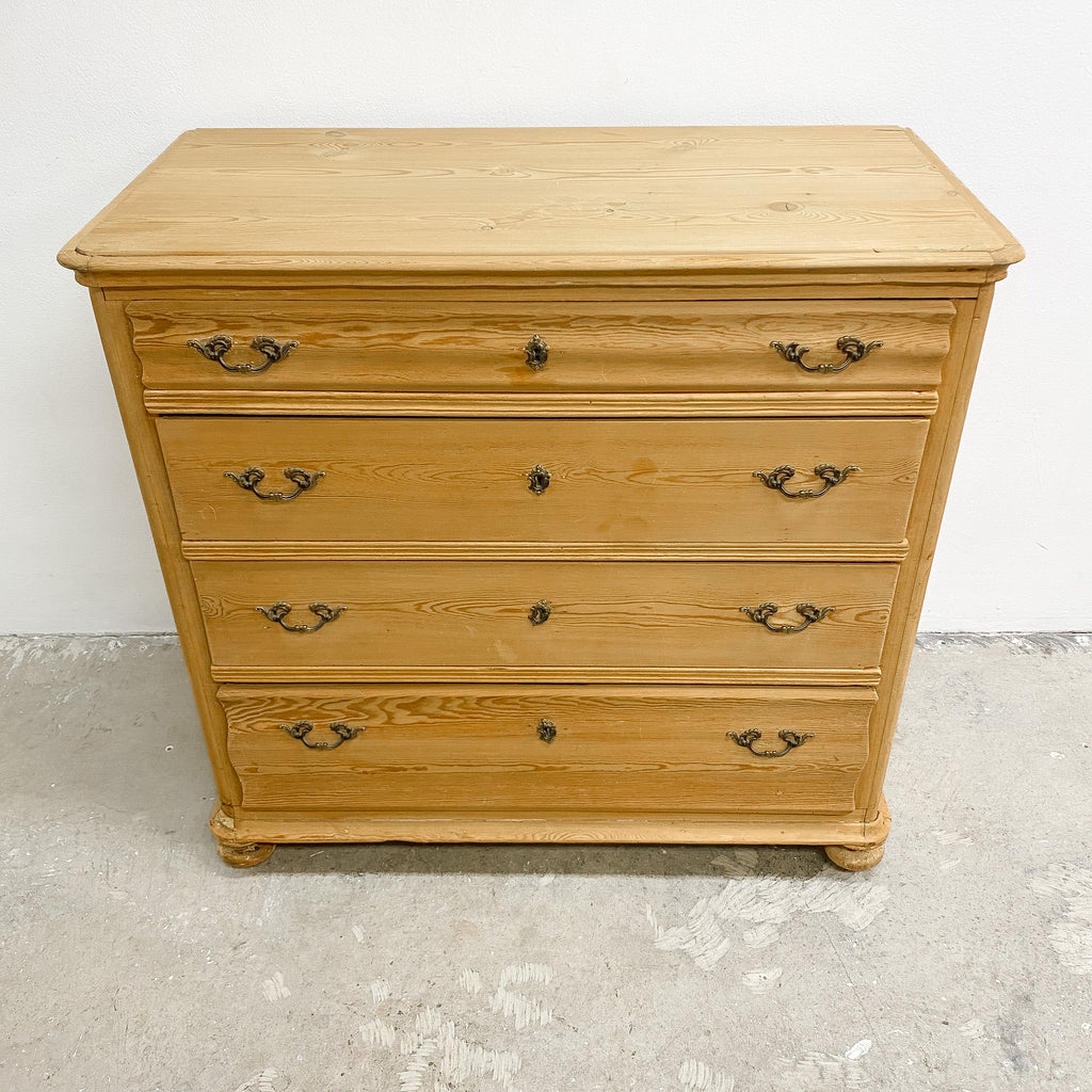 Antique Raw Finish Baltic Pine Danish Chest Of Drawers