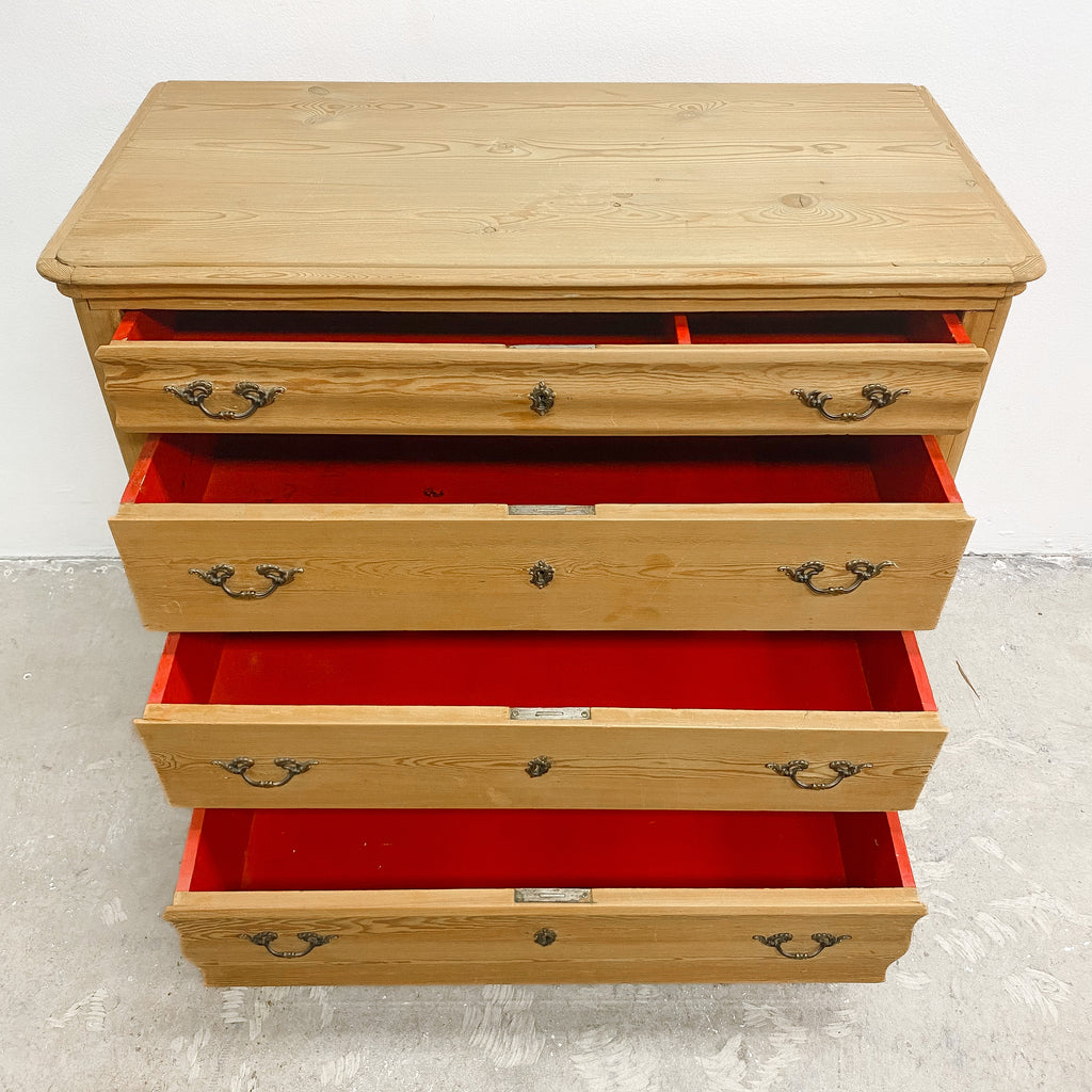 Antique Raw Finish Baltic Pine Danish Chest Of Drawers