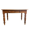 Antique Rustic Pine TableDesk With Two Drawers