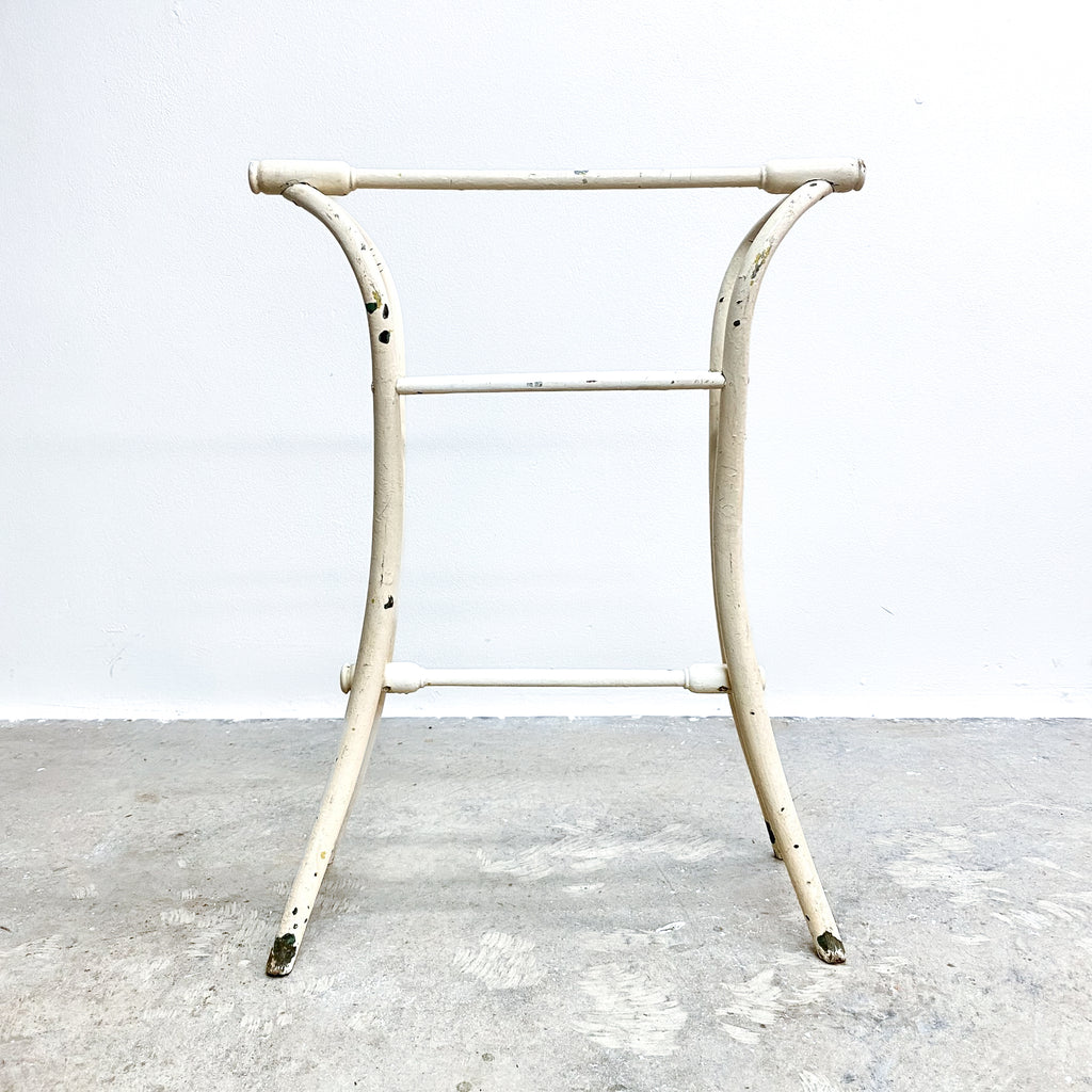 Antique Rustic White Painted Bentwood Towel Rail Stand