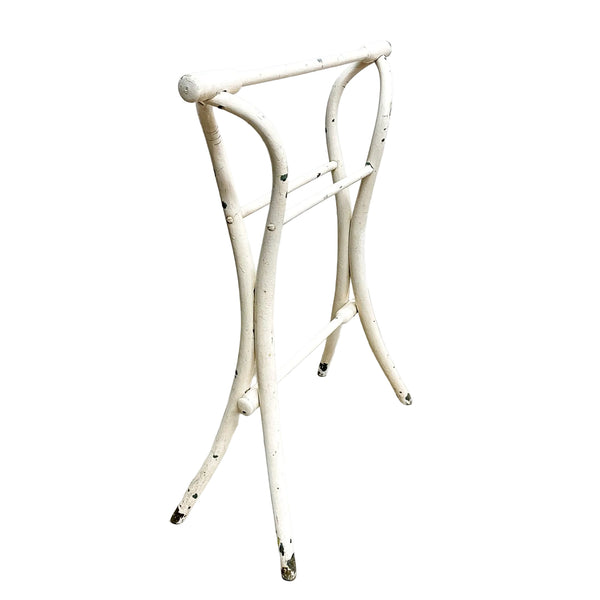 Antique Rustic White Painted Bentwood Towel Rail Stand