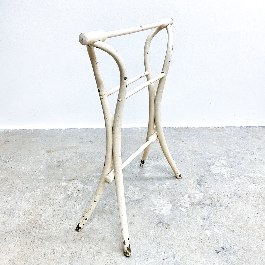 Antique Rustic White Painted Bentwood Towel Rail Stand