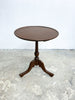 Antique Tri-Footed Round Top Cedar Wine Side Table
