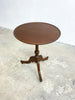Antique Tri-Footed Round Top Cedar Wine Side Table