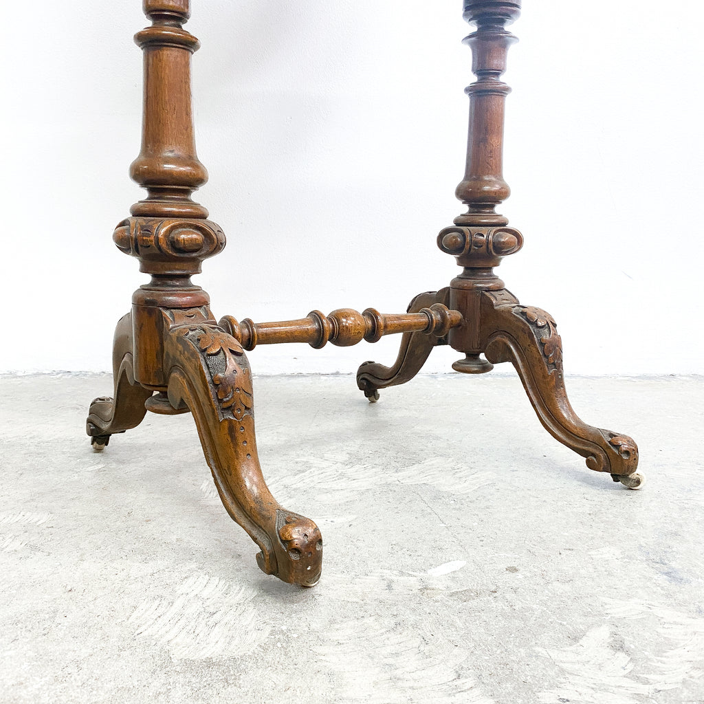 Antique Victorian Chess Table with Storage