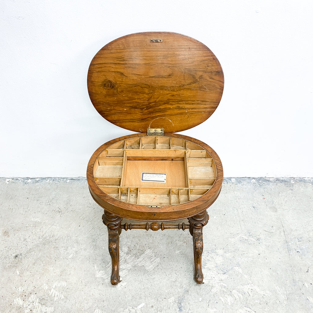 Antique Victorian Chess Table with Storage