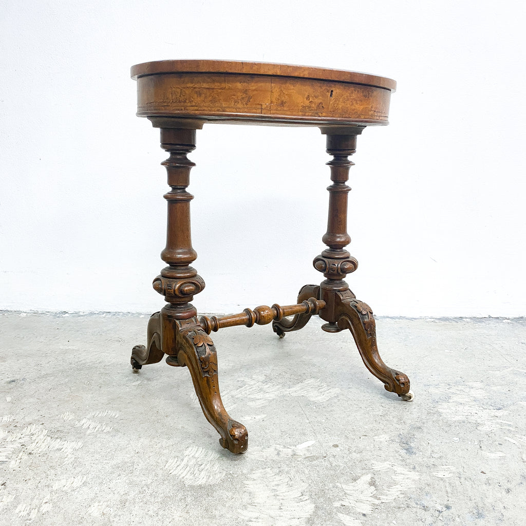 Antique Victorian Chess Table with Storage