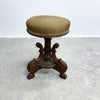 Antique Victorian Ornately Carved Tri Legged With Paw Feet Piano Stool